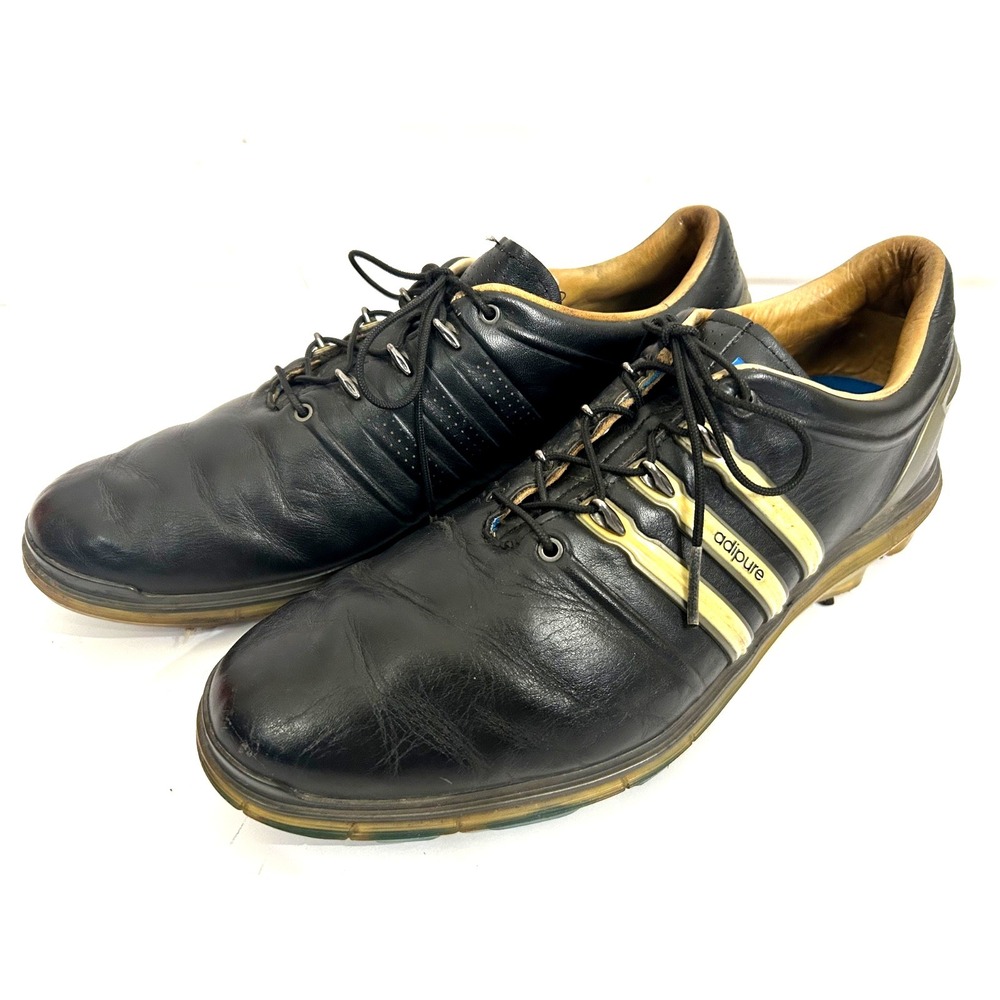 Adidas Tour 360 Adipure Black Leather Golf Shoes Men's Sz‎ 11